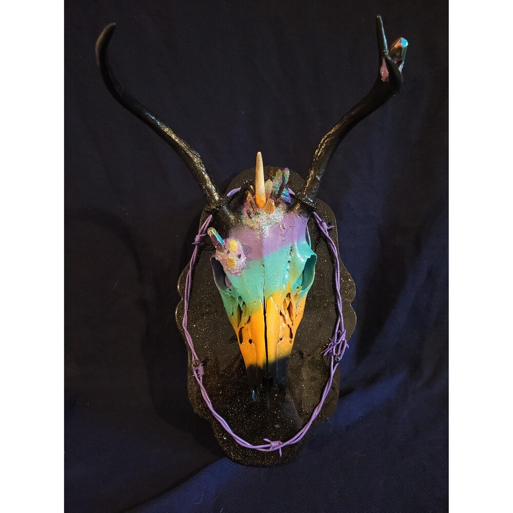Deer Skull Oddity with crystals. Real animal skulls, Painted Animal Skull, Taxid